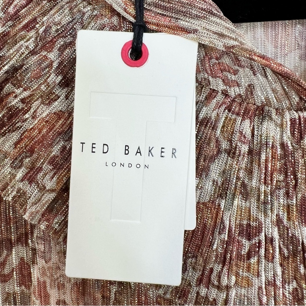 NWT Ted Baker London DEBBIX printed long sleeve sheer brown floral dress US 6 - Picture 17 of 17